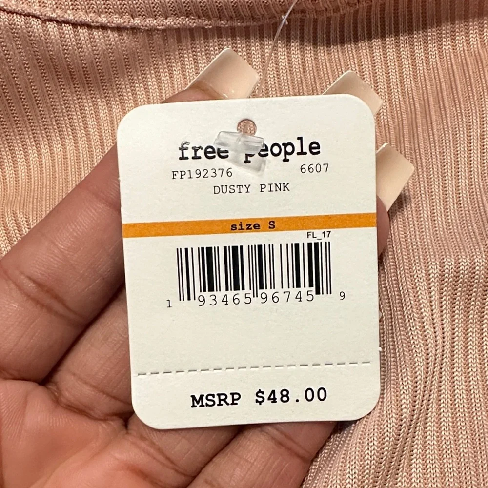 FREE PEOPLE Chic V-Neck Ribbed Bodysuit - Peach - Picture 3 of 6